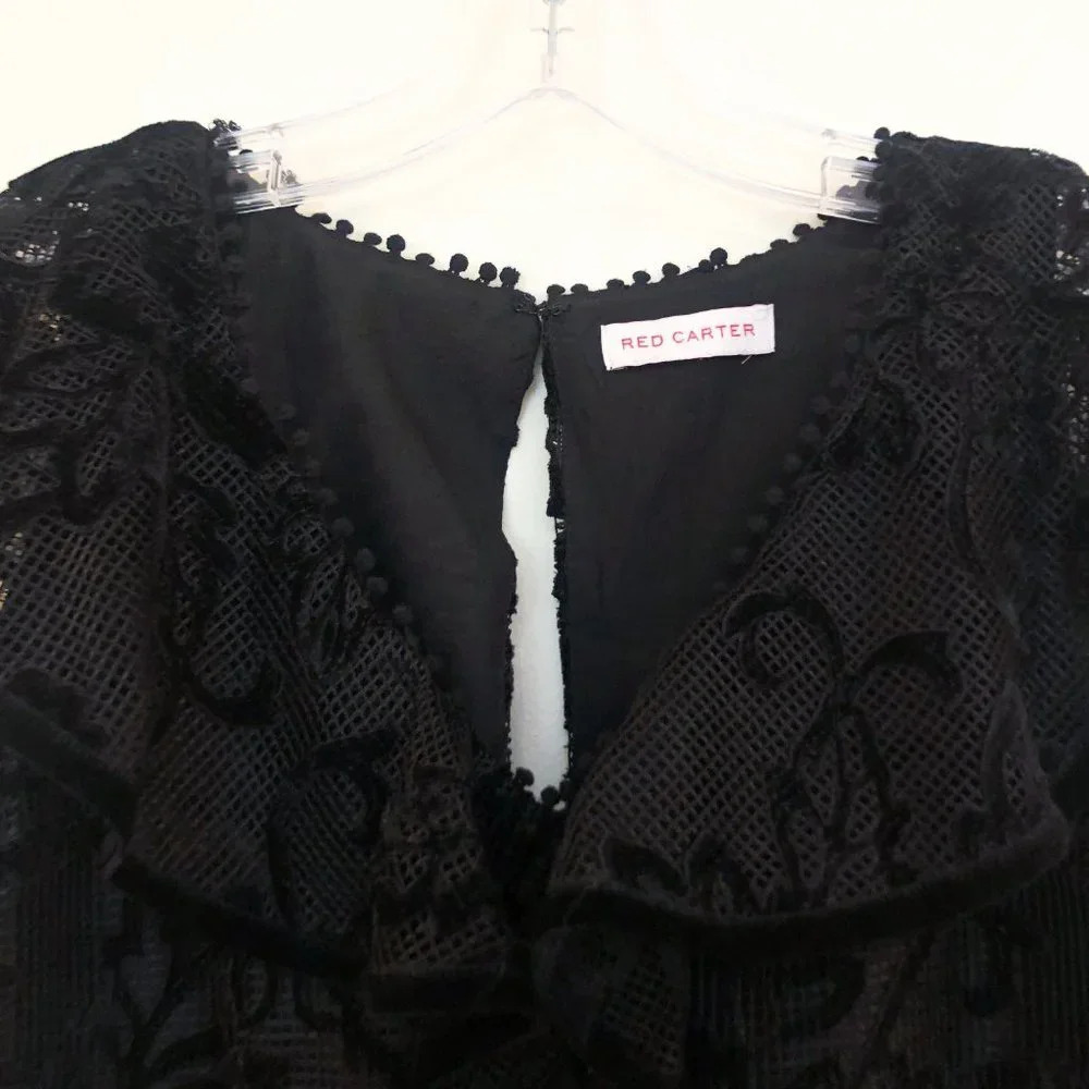 Red Carter Cold Shoulder Black Lace Mini Dress 6 - Picture 5 of 9